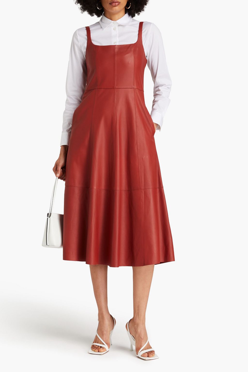 VINCE. Leather midi dress THE OUTNET