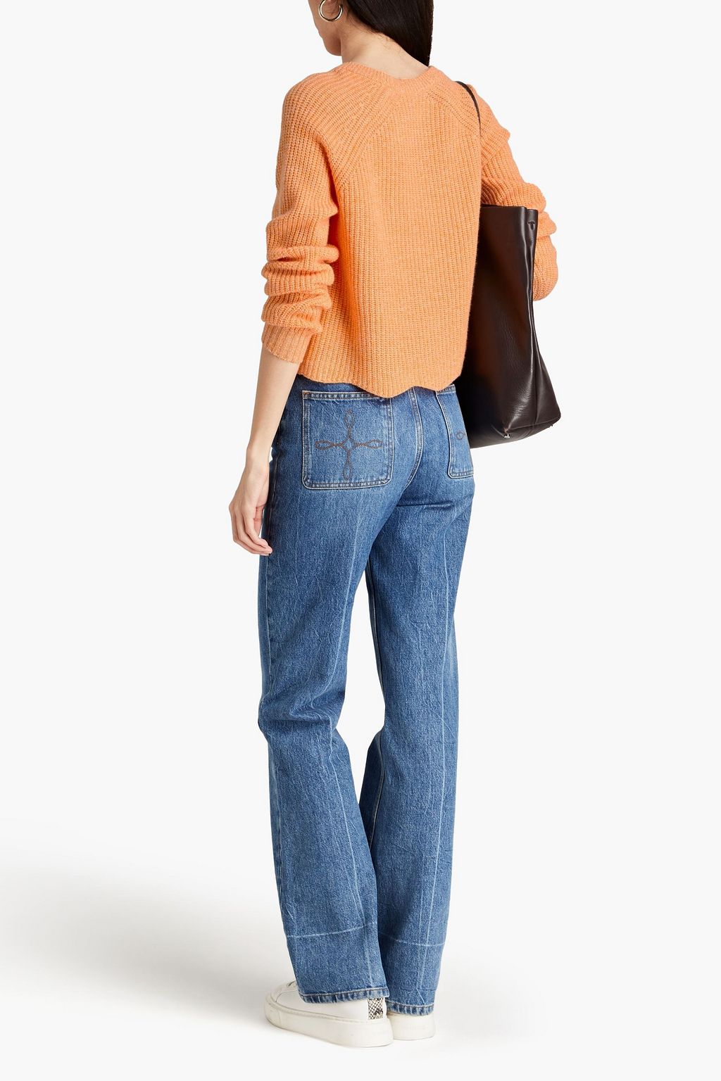 AUTUMN CASHMERE Scalloped ribbed-knit cashmere sweater