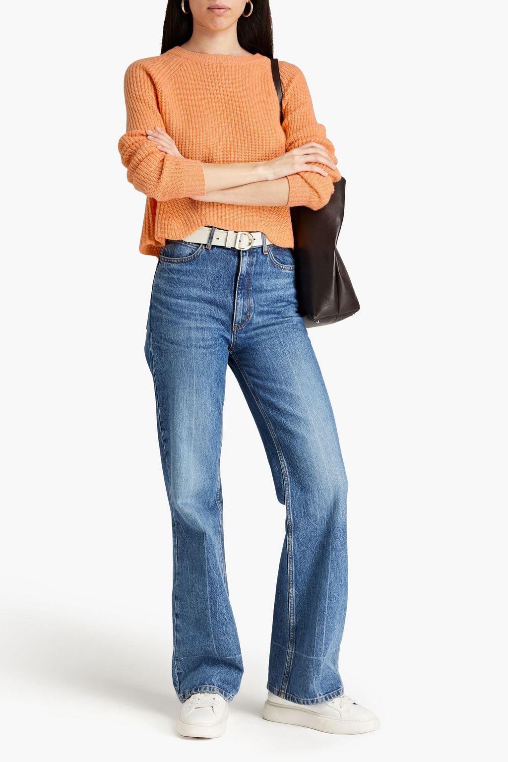 AUTUMN CASHMERE Scalloped ribbed-knit cashmere sweater