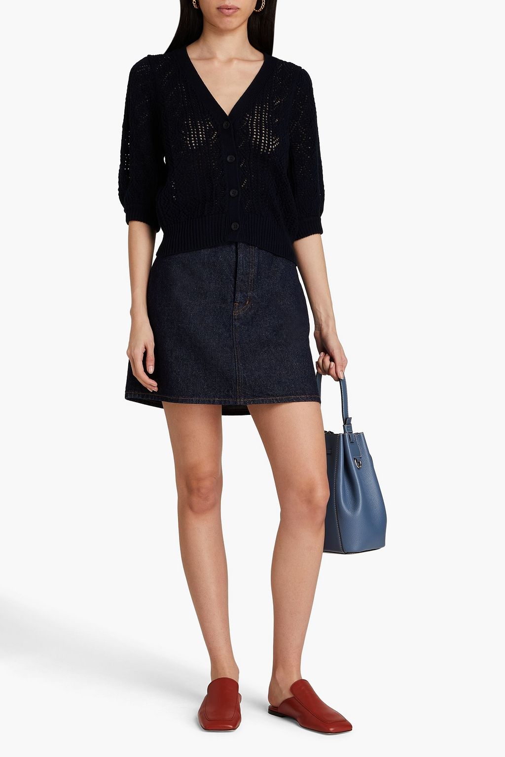 COTTON BY AUTUMN CASHMERE كارديغان من القطن بحبكة بوانتيل