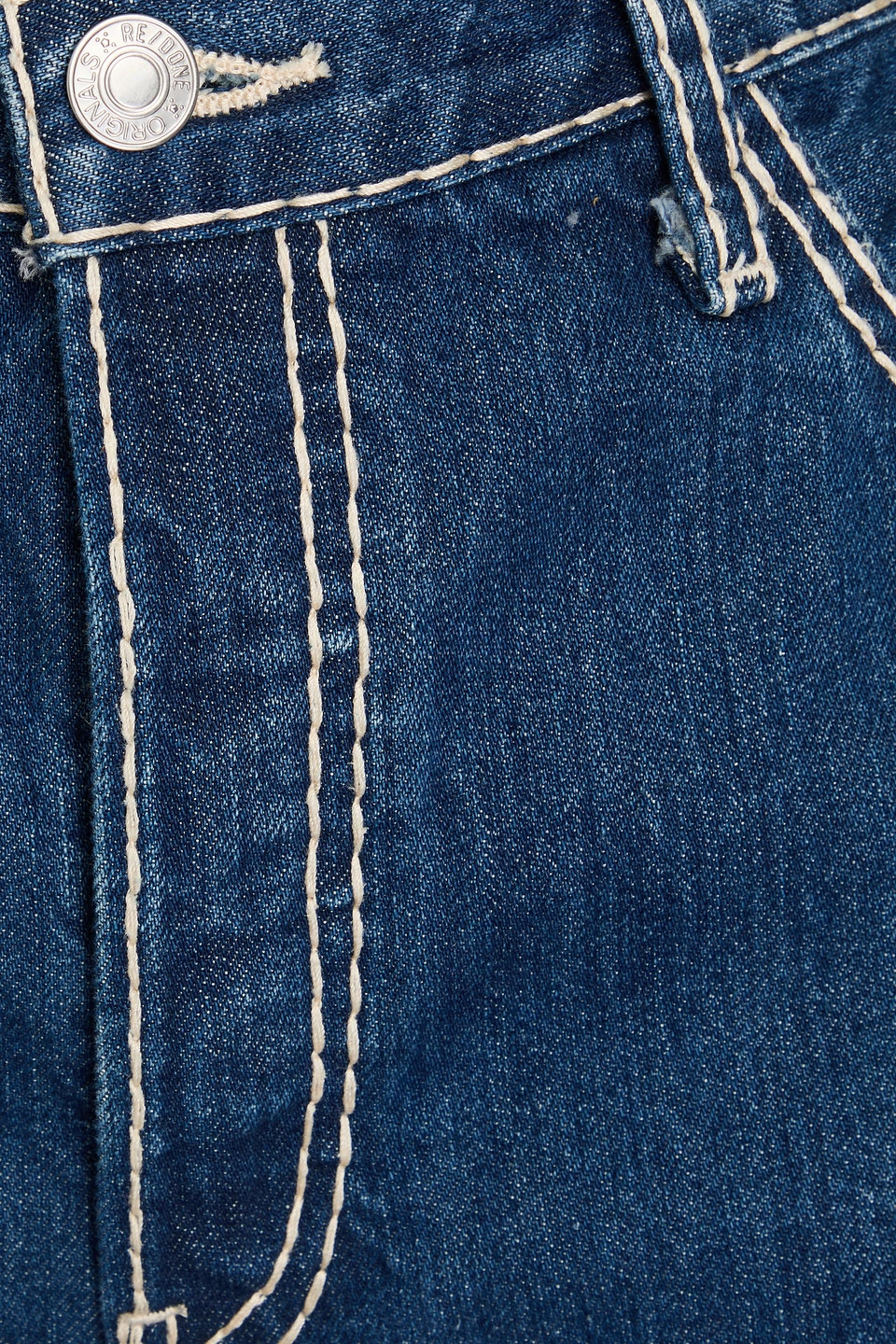 Re/done High-rise Straight-leg Jeans In Mid Denim