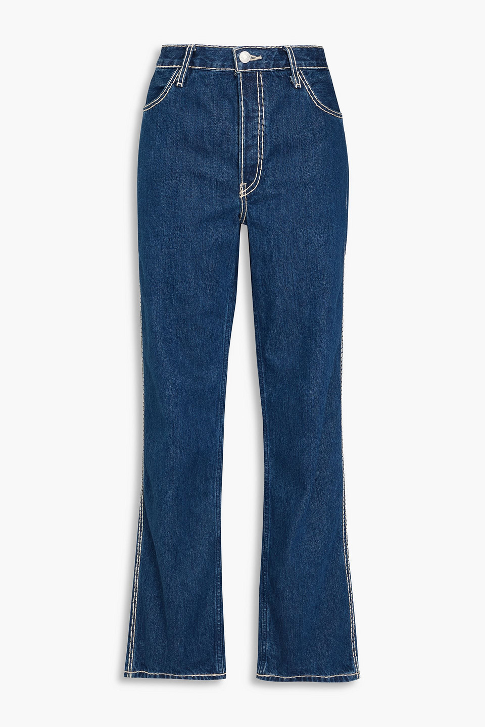 Re/done High-rise Straight-leg Jeans In Mid Denim