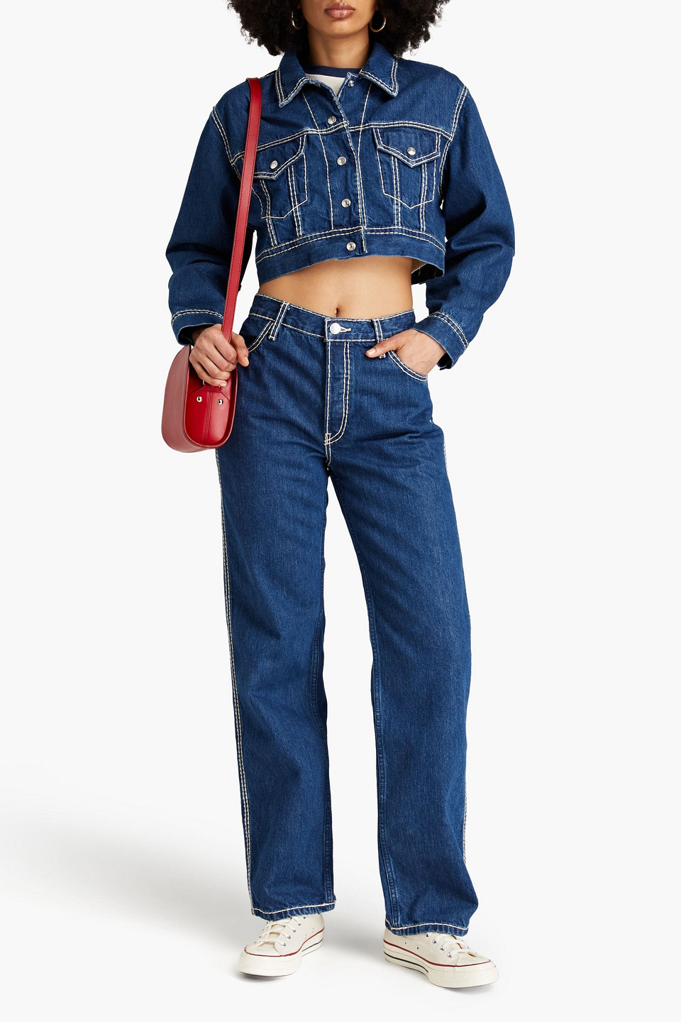 Re/done High-rise Straight-leg Jeans In Mid Denim