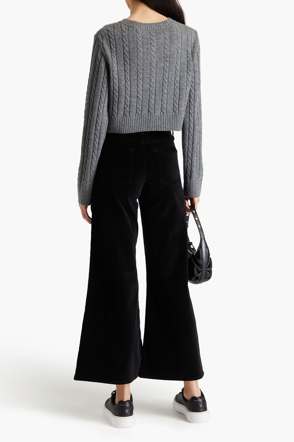 Frame Womens Destroyer Le Slim Palazzo Wide-leg Cotton-blend Jeans In Black