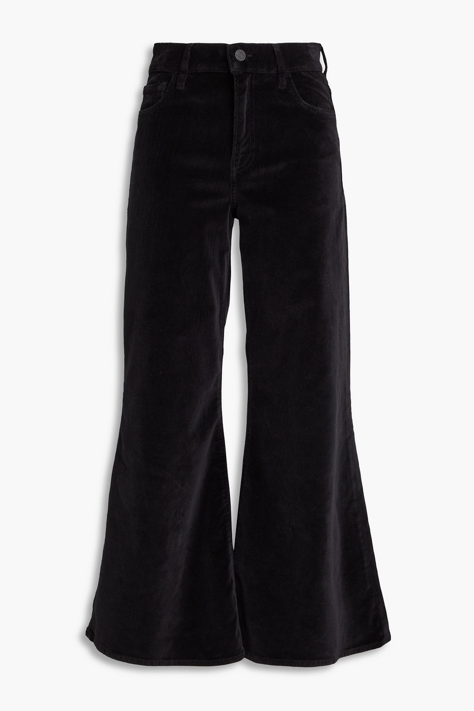 Frame Le Palazzo Velvet Wide-leg Trousers In Black