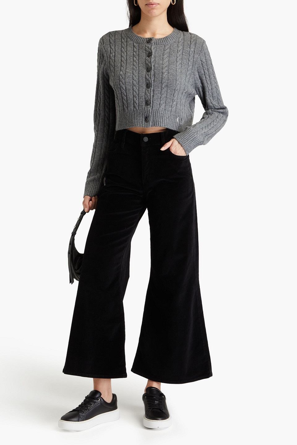 Frame Womens Destroyer Le Slim Palazzo Wide-leg Cotton-blend Jeans In Black