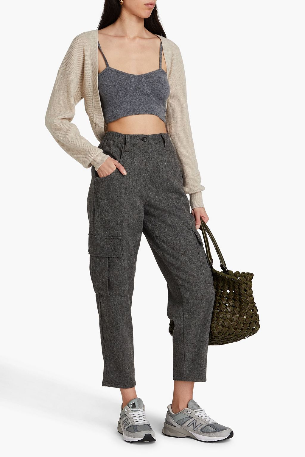 AUTUMN CASHMERE Cropped ribbed cashmere shrug