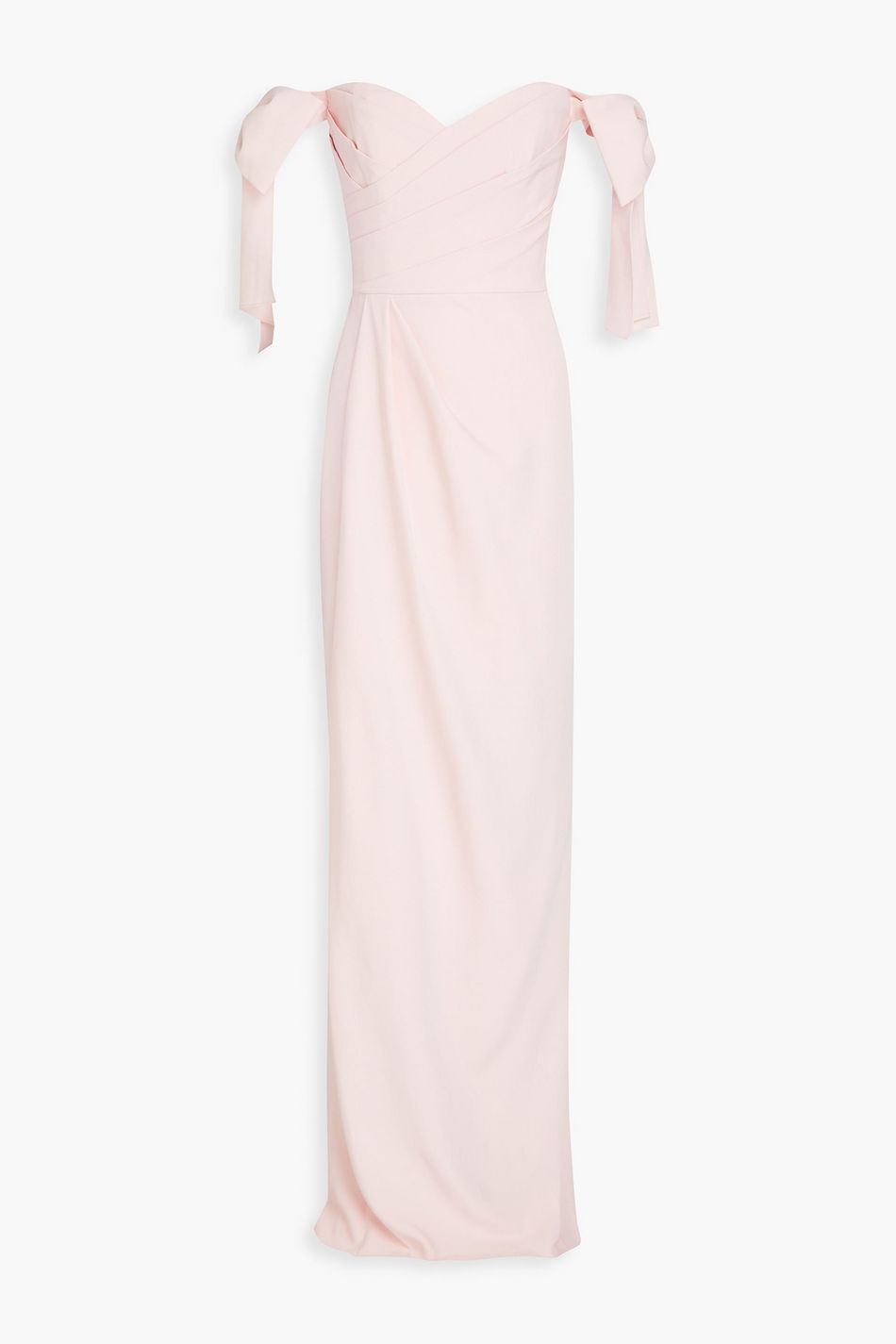 Off-The-Shoulder Ruched Crepe Evening Gown