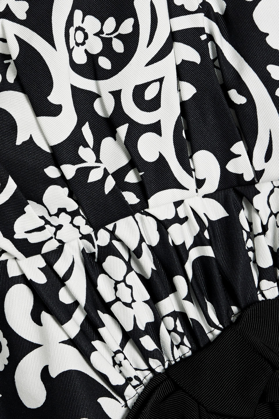 Carolina Herrera Bow-detailed Printed Cotton-blend Midi Dress In Black
