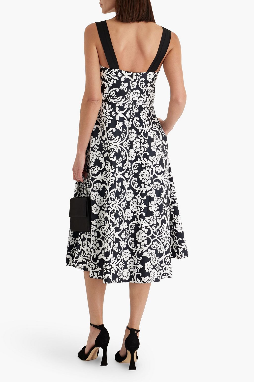 CAROLINA HERRERA Bow-detailed printed twill midi dress