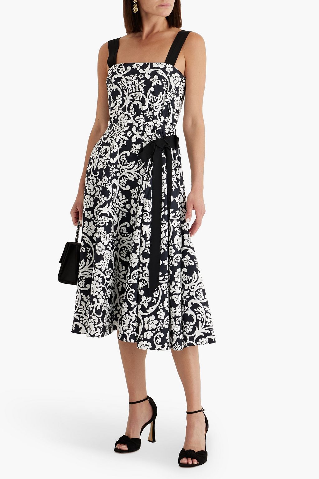 CAROLINA HERRERA Bow-detailed printed twill midi dress