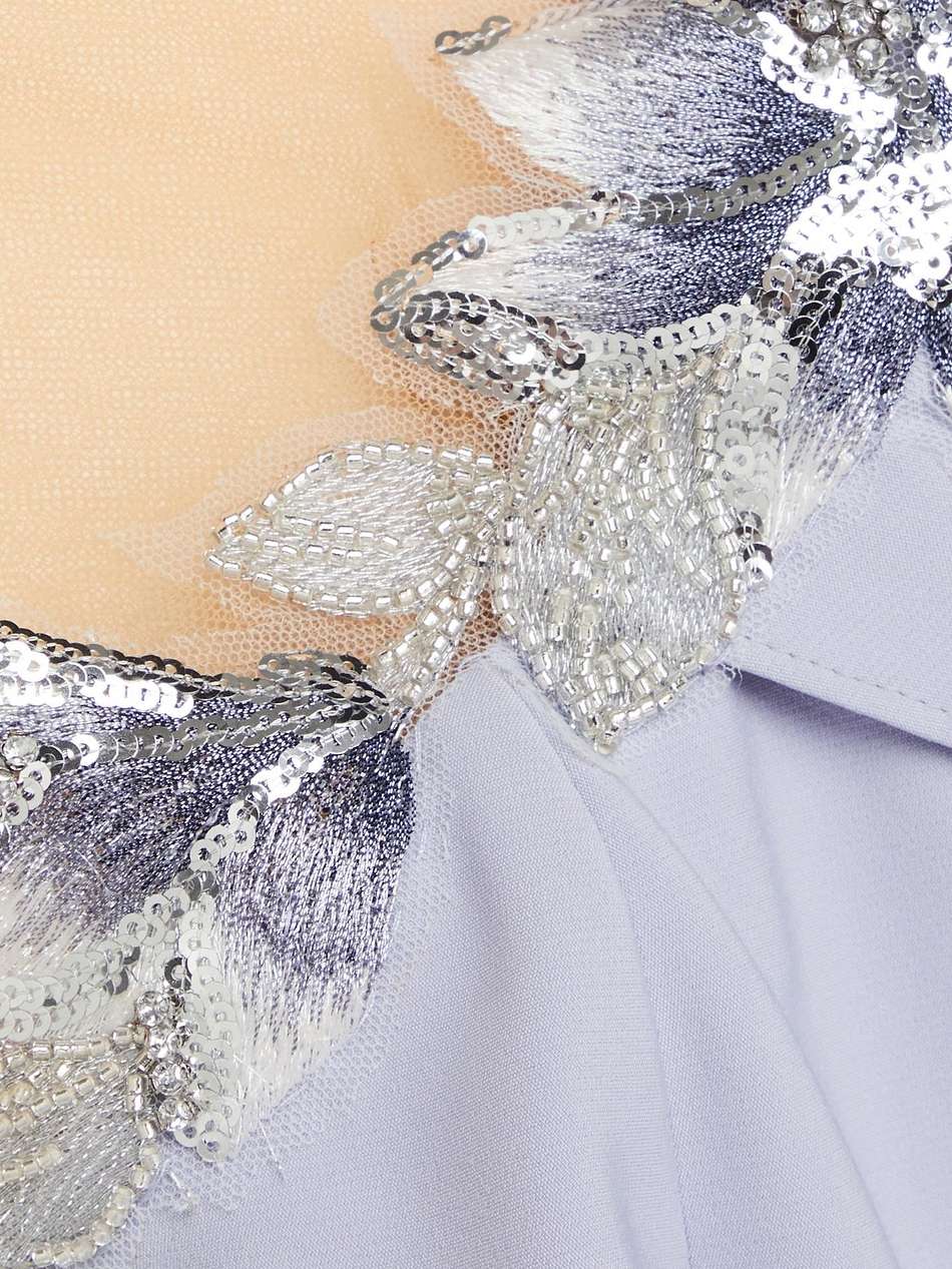 cape-effect embellished crepe gown