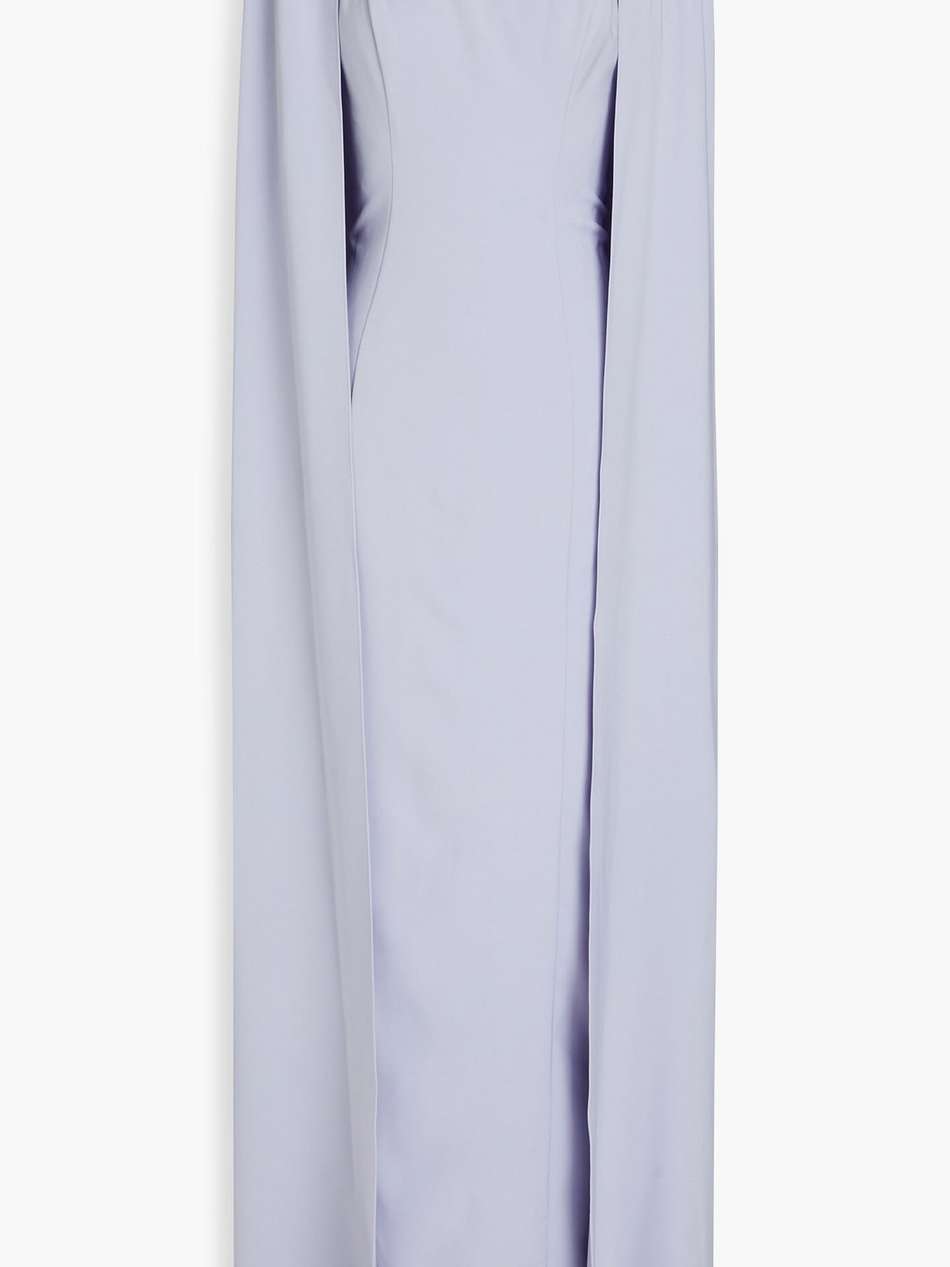 cape-effect embellished crepe gown