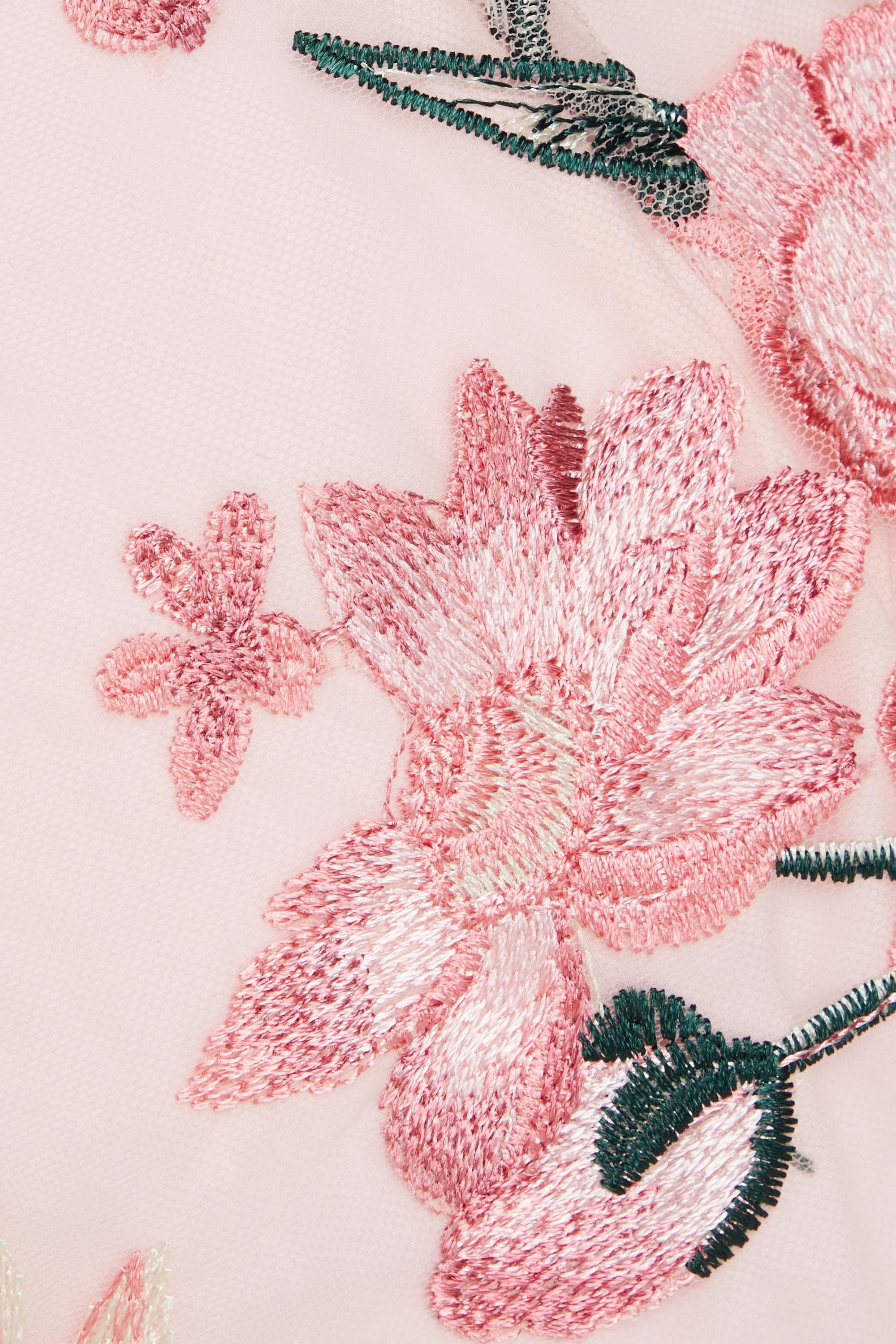 MARCHESA NOTTE Floral-appliquéd embroidered tulle midi dress