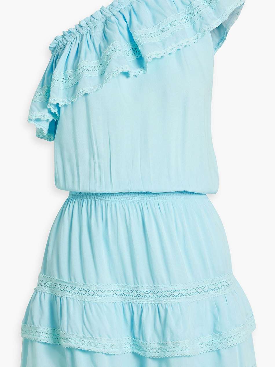 debbie one-shoulder ruffled voile mini dress