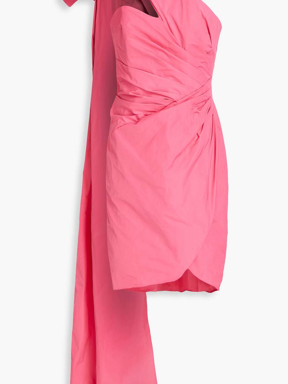 bow-detailed draped taffeta mini dress