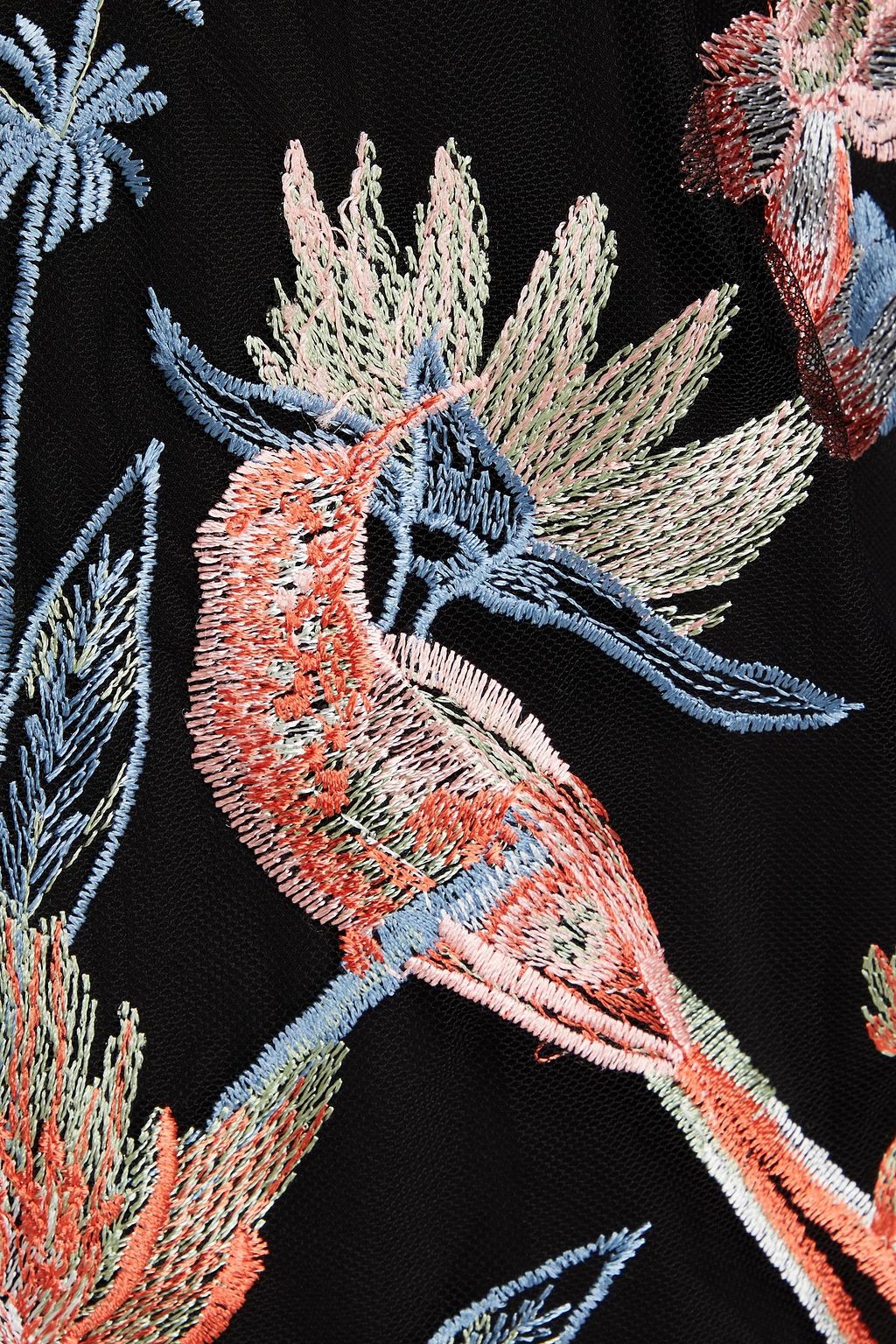MARCHESA NOTTE チュール ミディワンピース フローラルアップリケ付き 刺繍