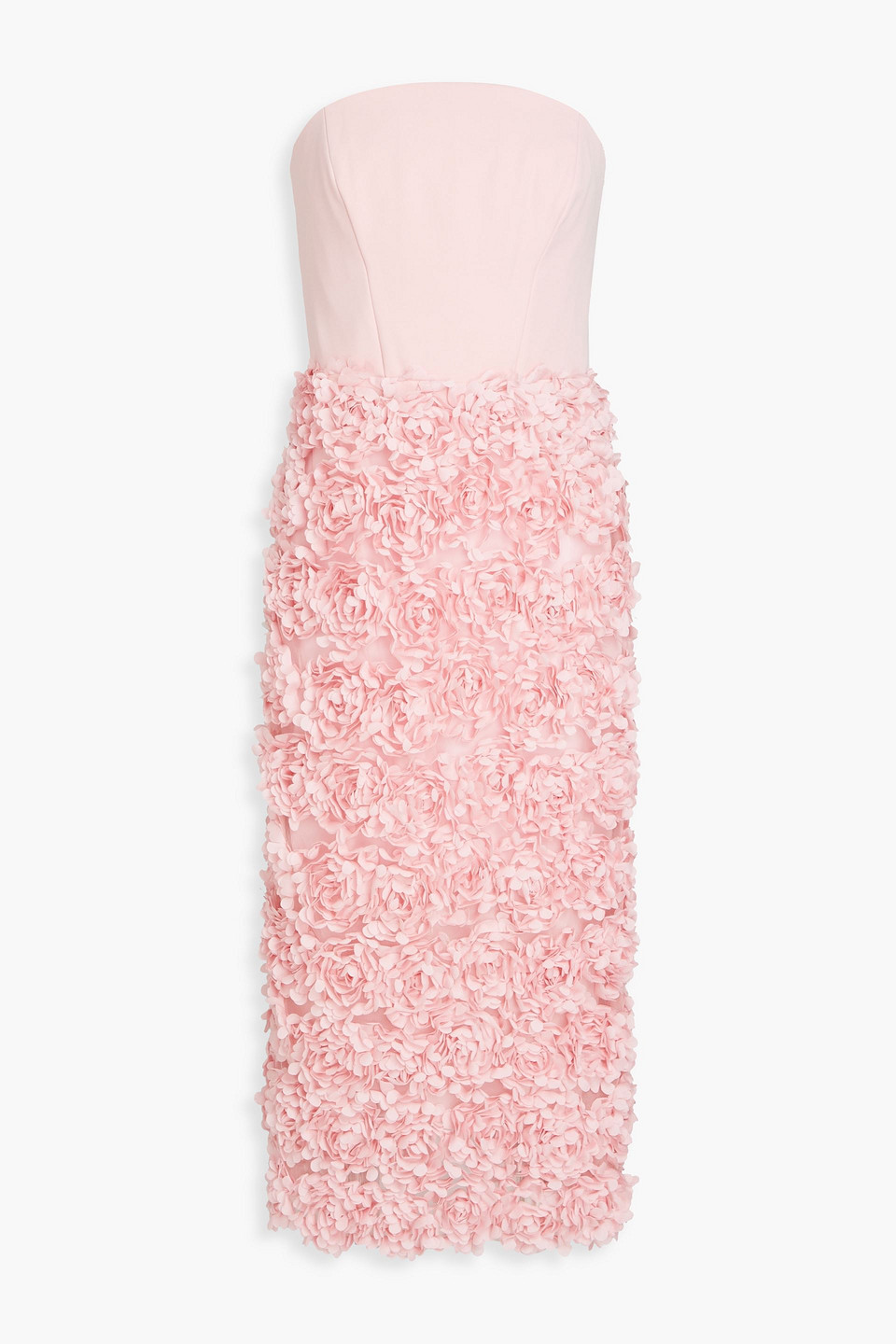 Marchesa Notte Textured Strapless Midi Dress In Multi