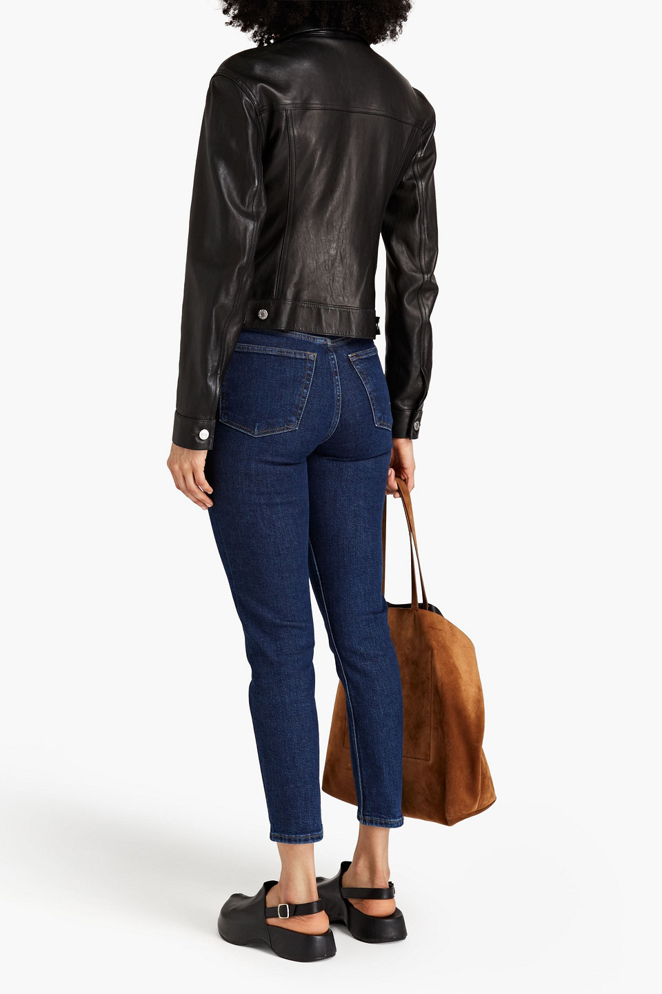 Re/done 90s Cropped High-rise Slim-leg Jeans In Dark Denim
