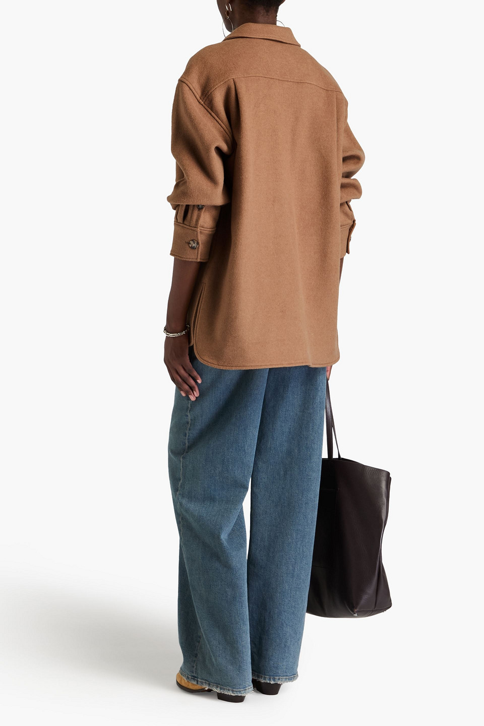 Frame Embroidered Felt Jacket In Sand
