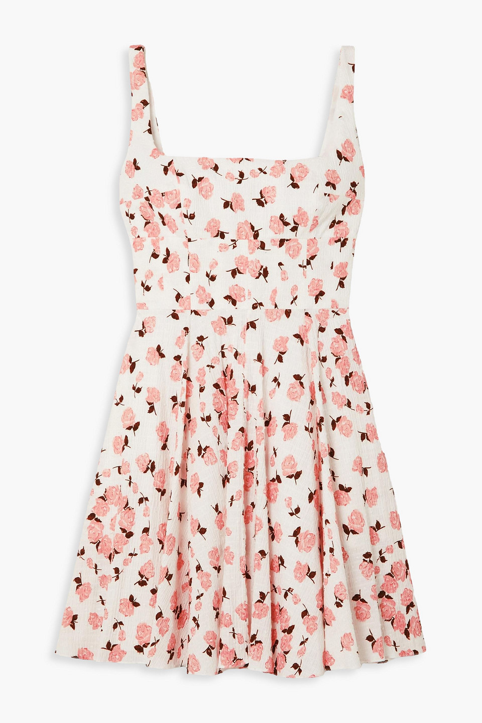 Emilia Wickstead Mini Mona Floral-print Textured Stretch-cotton Mini Dress In Antique Rose