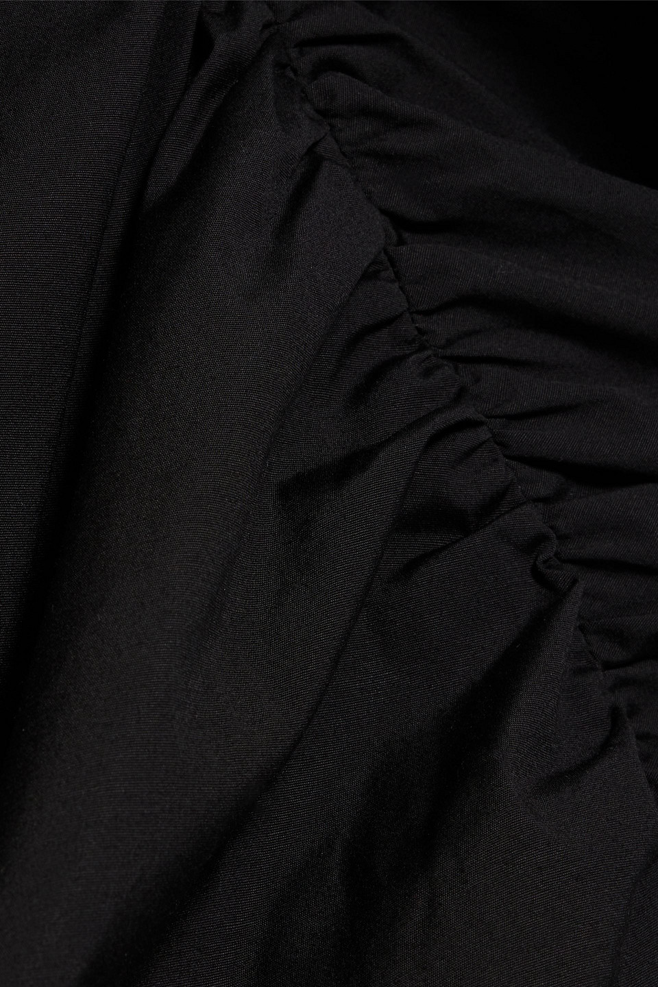 Carolina Herrera Ruched Cotton-blend Poplin Midi Dress In Black