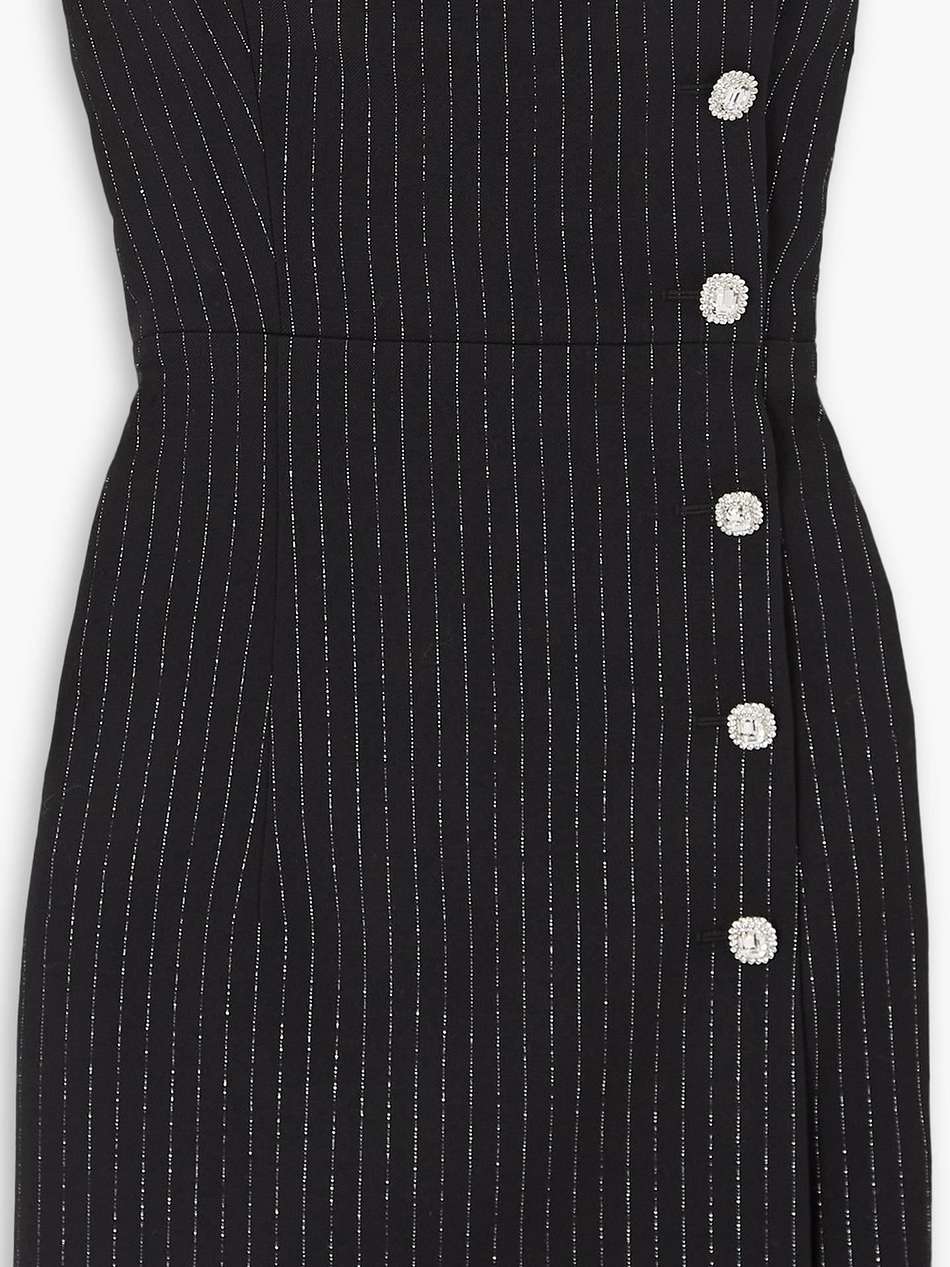 strapless embellished pinstriped wool-blend mini dress