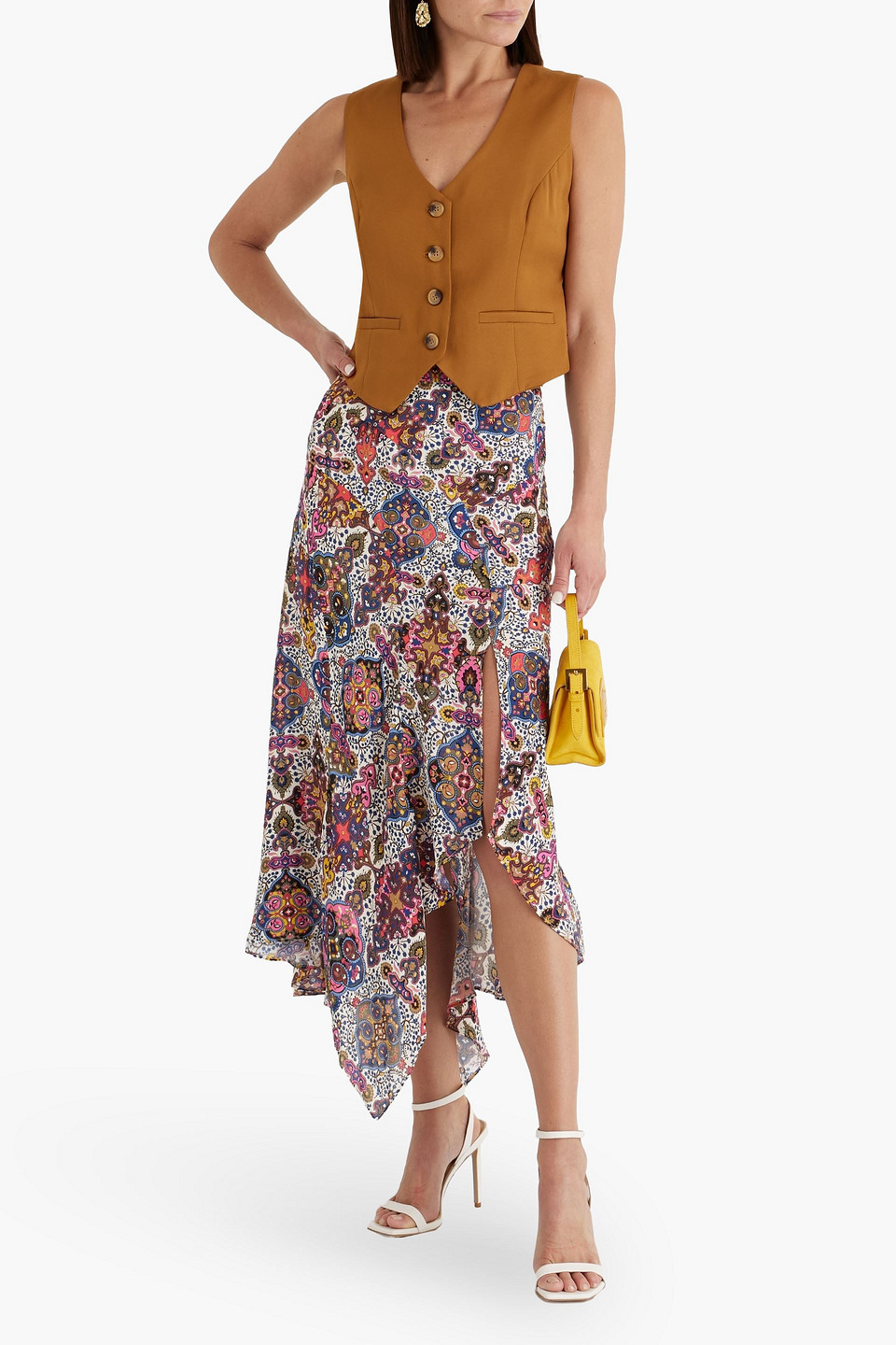 Veronica Beard Mac Paisley-print Crepe Midi Skirt In Indigo