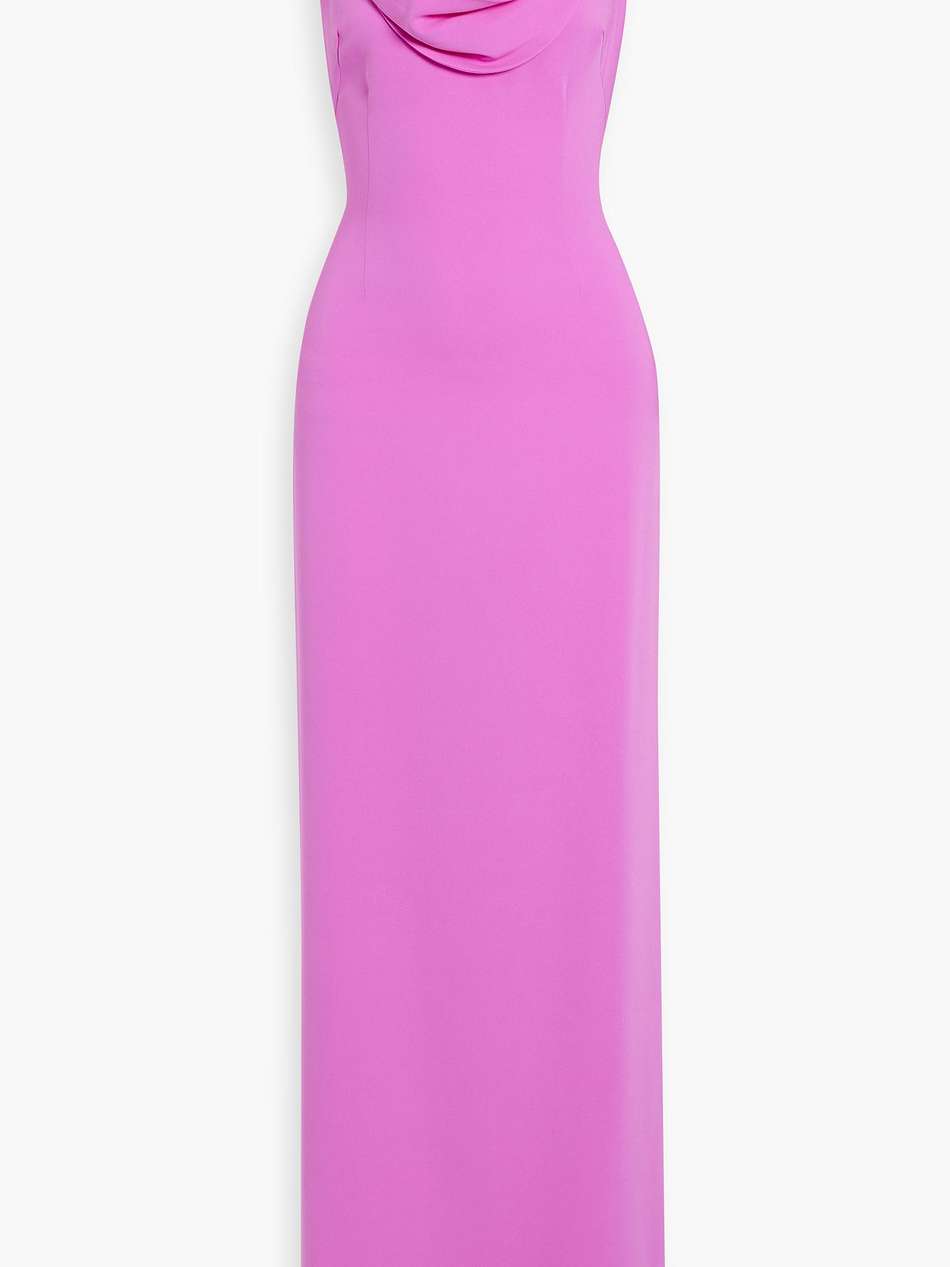 draped silk-blend crepe gown