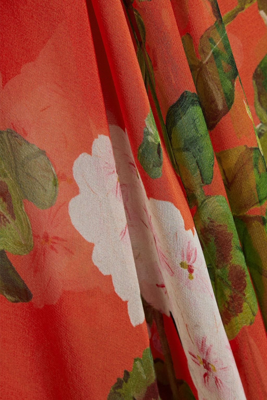 OSCAR DE LA RENTA Draped floral-print silk-chiffon maxi dress