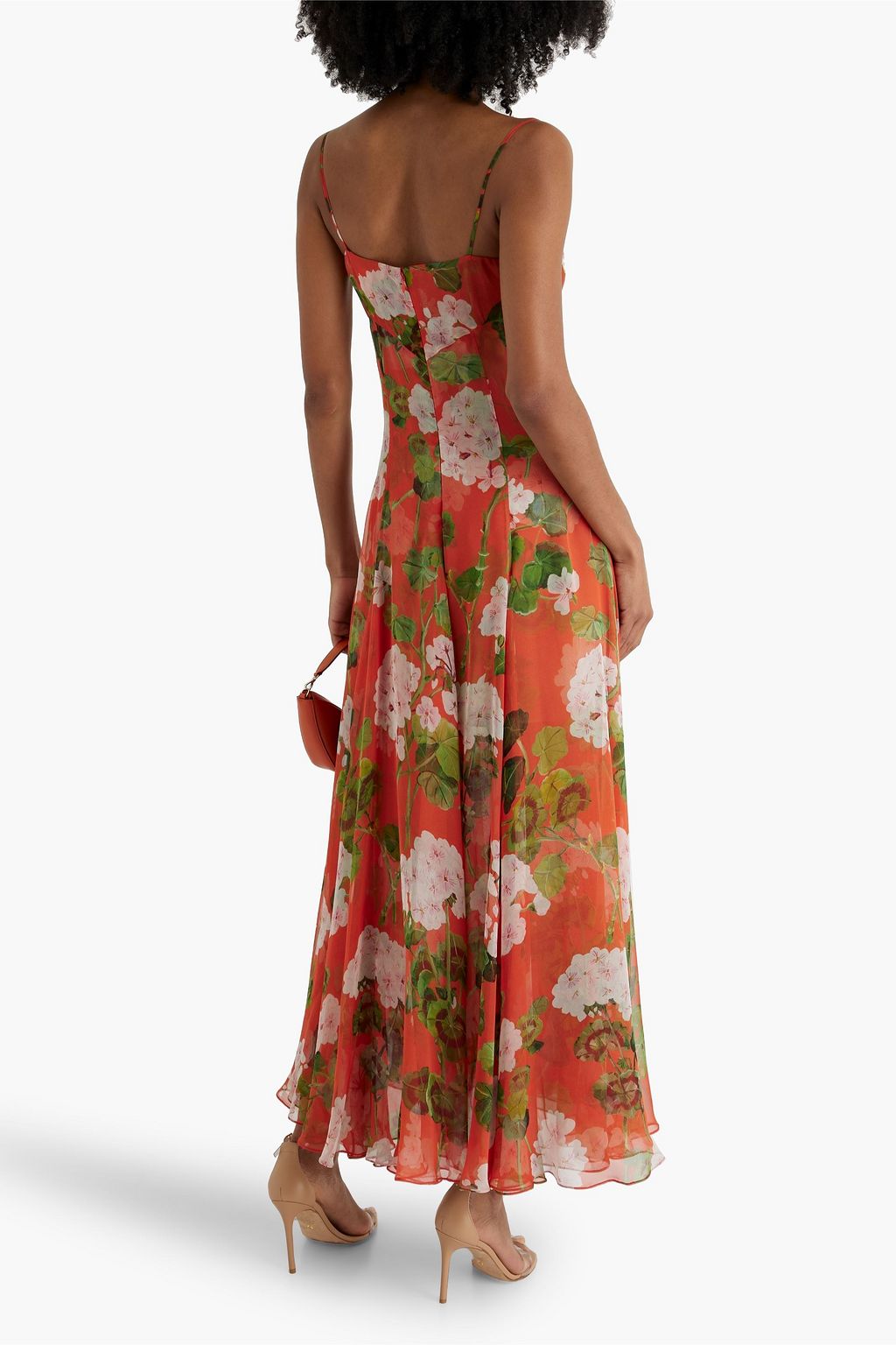OSCAR DE LA RENTA Draped floral-print silk-chiffon maxi dress