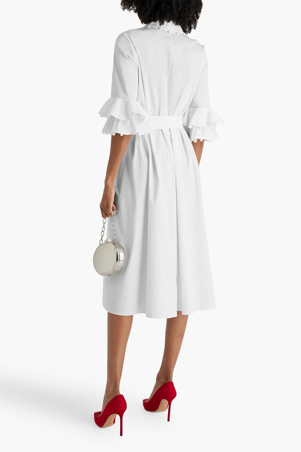 CAROLINA HERRERA Ruffled cotton-blend poplin midi shirt dress