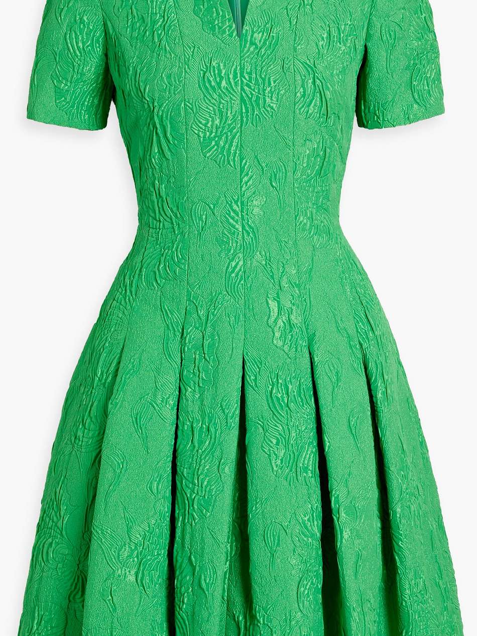pleated satin-cloqué mini dress