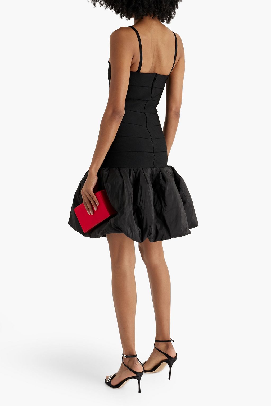 CAROLINA HERRERA Gathered faille-paneled stretch-knit mini dress