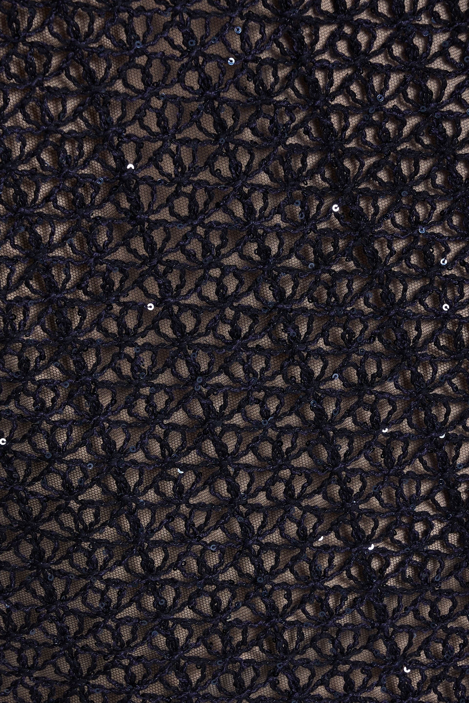 Oscar De La Renta Crocheted Cotton And Silk-blend Midi Dress In Navy