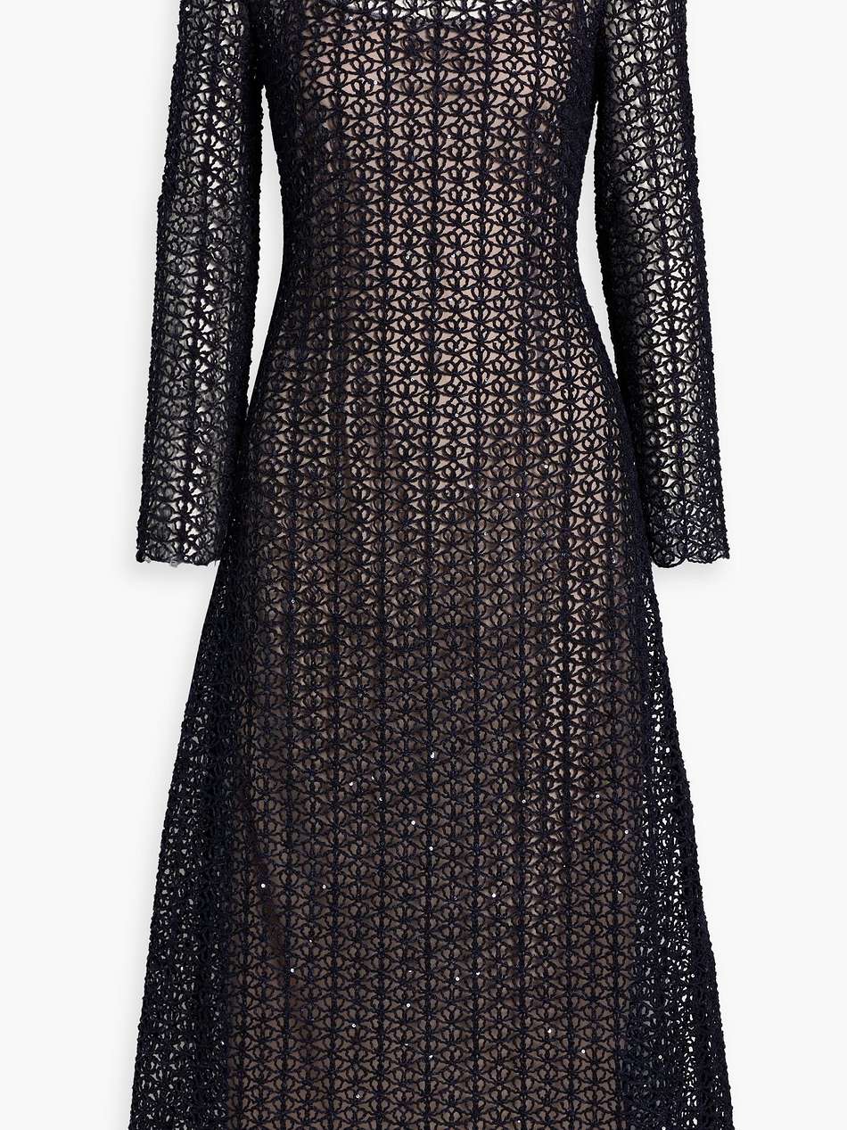 crocheted cotton and silk-blend midi dress