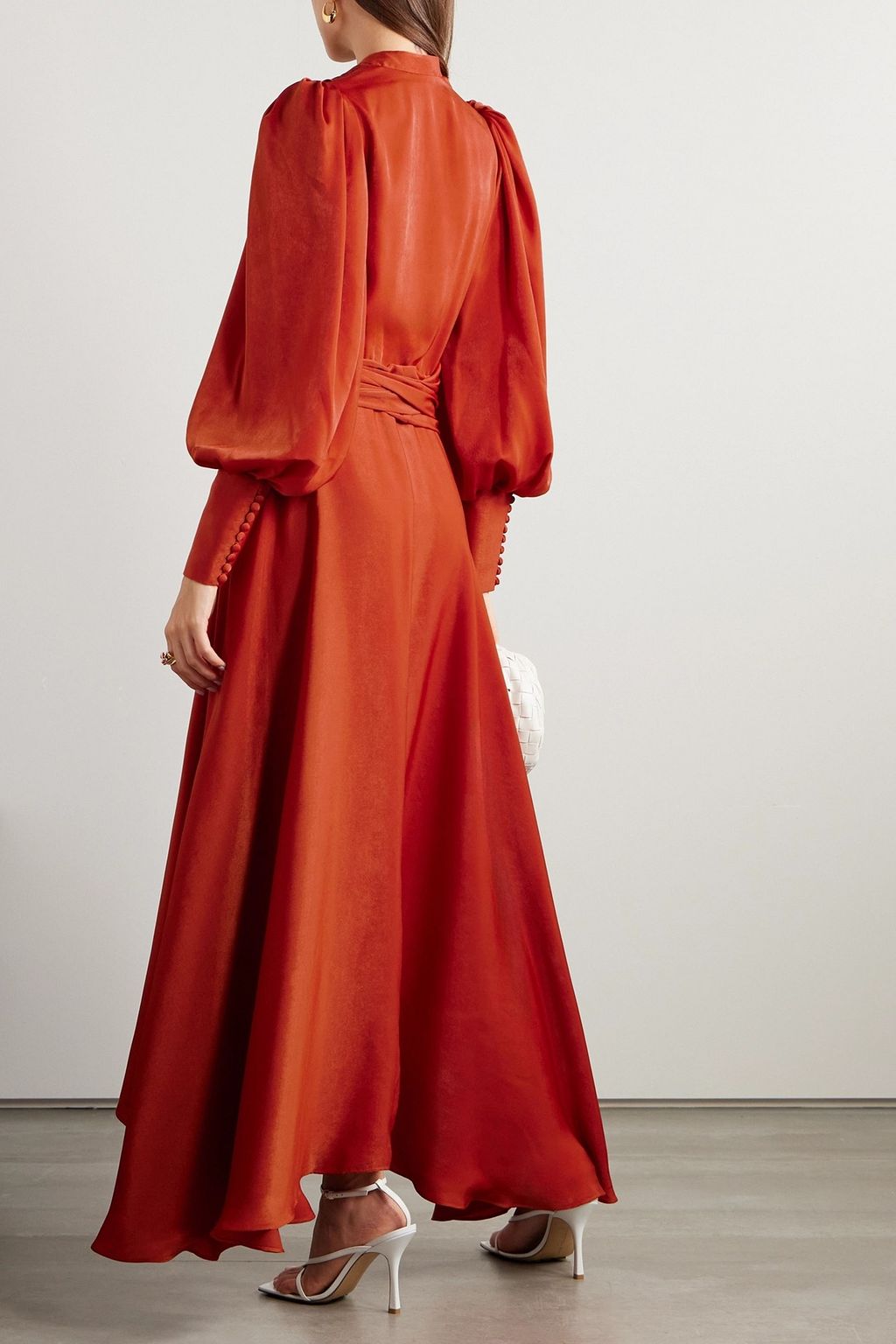 COSTARELLOS Satin maxi wrap dress