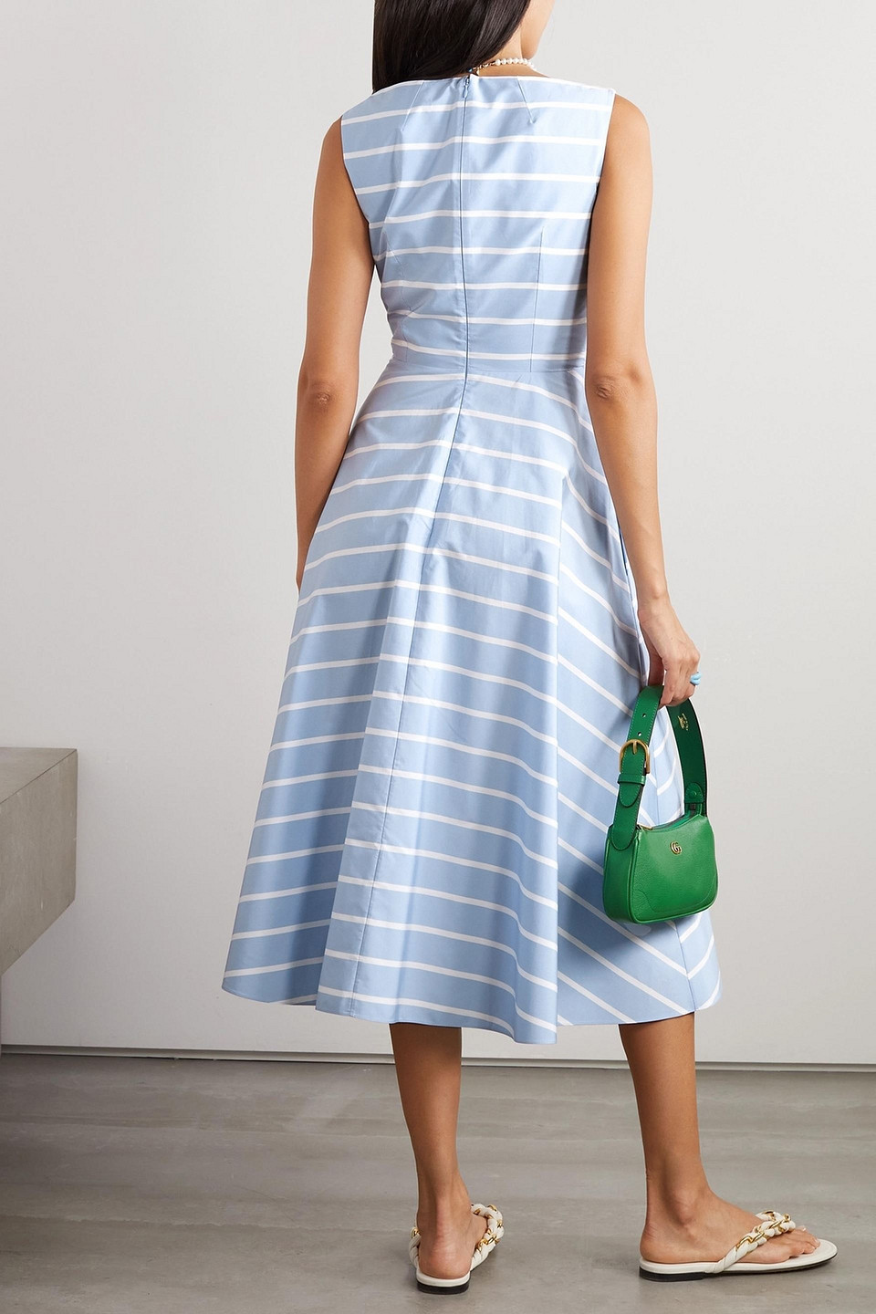EMILIA WICKSTEAD HELLISON STRIPED COTTON-POPLIN MIDI DRESS