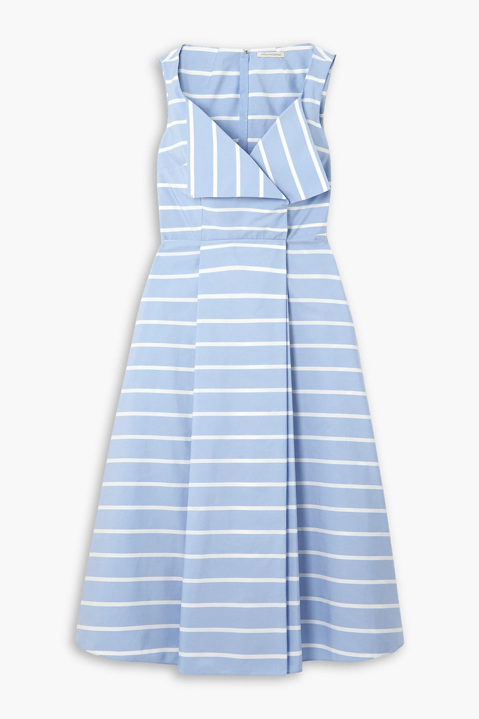 Emilia Wickstead Hellison Striped Cotton-poplin Midi Dress In Light Blue