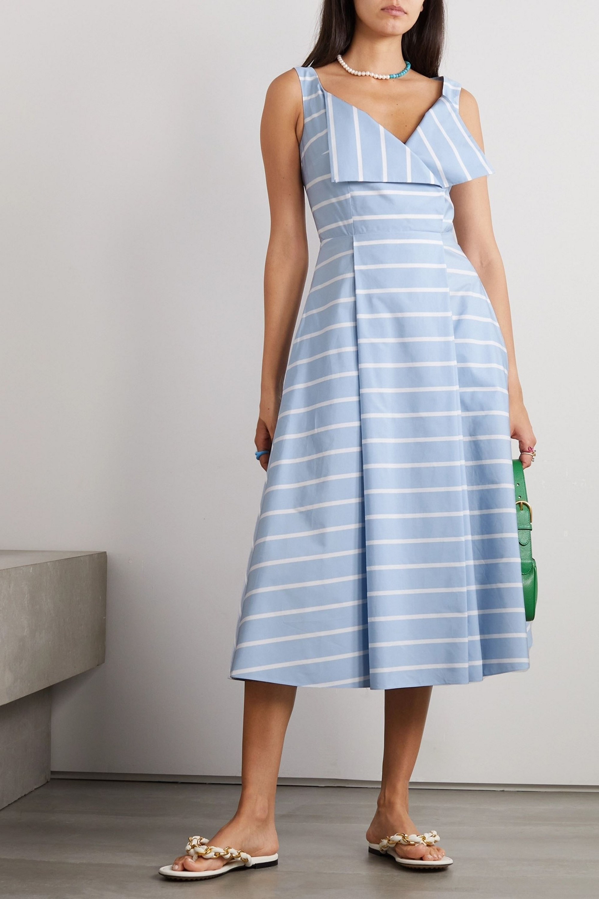 Emilia Wickstead Hellison striped cotton-poplin midi dress