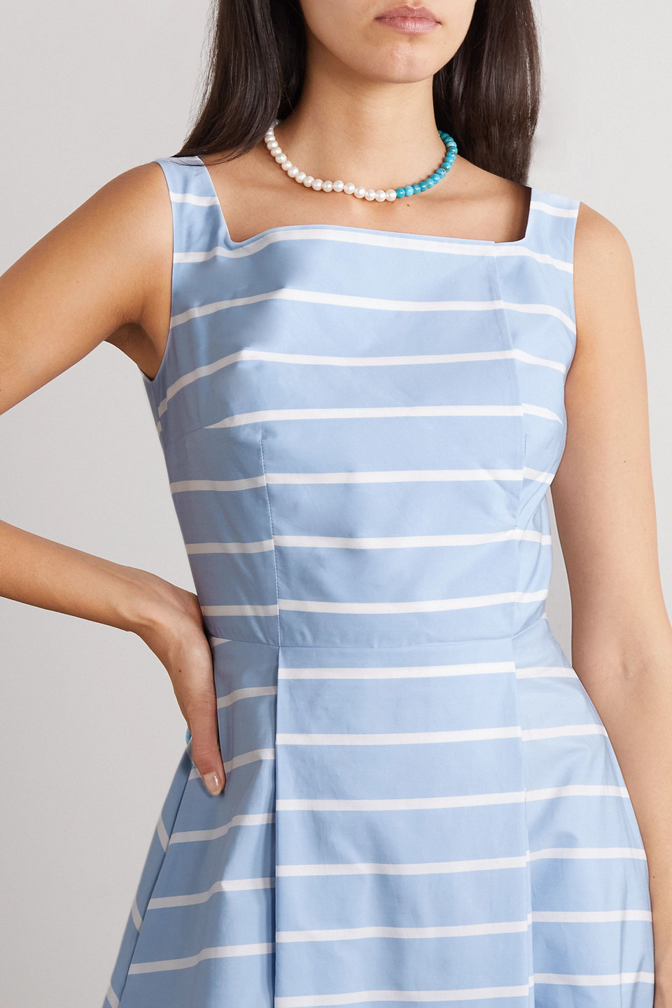 EMILIA WICKSTEAD HELLISON STRIPED COTTON-POPLIN MIDI DRESS