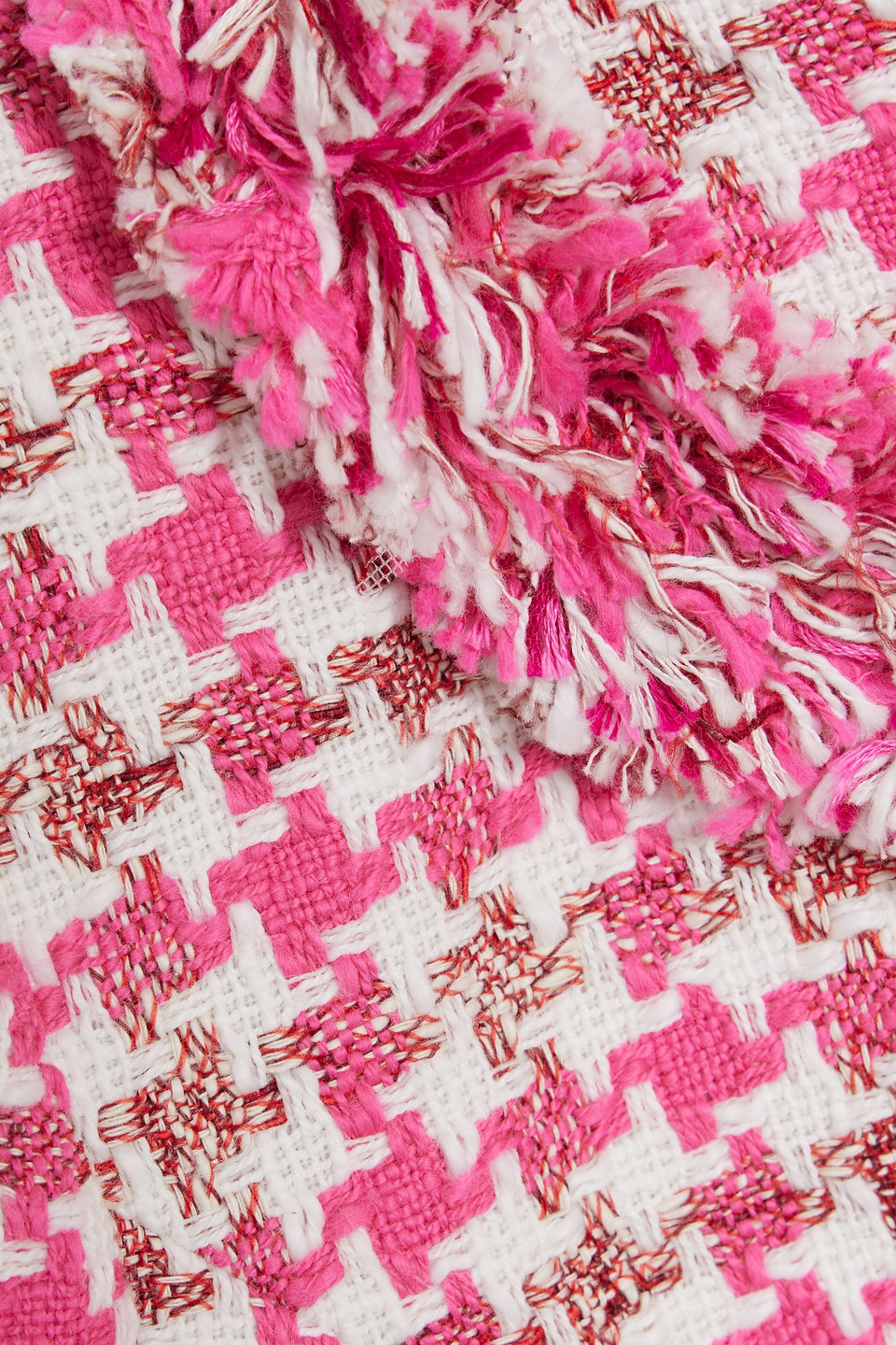 Carolina Herrera Fringe-trimmed Tweed Jacket In Pink
