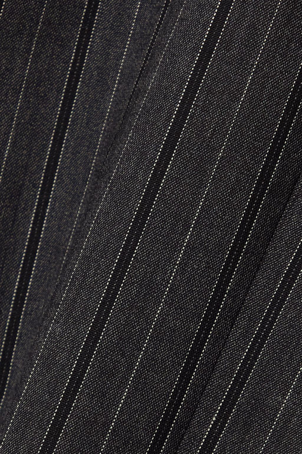 ALESSANDRA RICH Cropped broderie anglaise-trimmed pinstriped wool-blend jacket