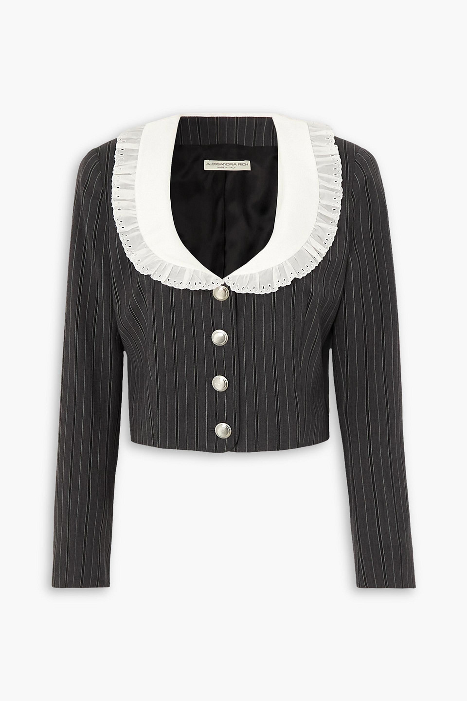 Alessandra Rich Pinstripe Wool Blazer In Dunkelgrau