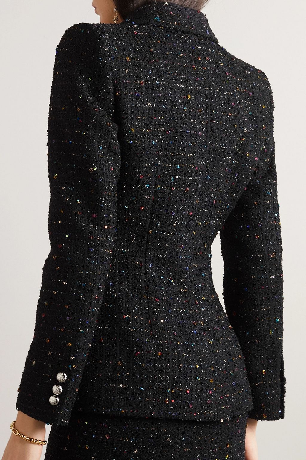 ALESSANDRA RICH Sequin-embellished metallic tweed blazer