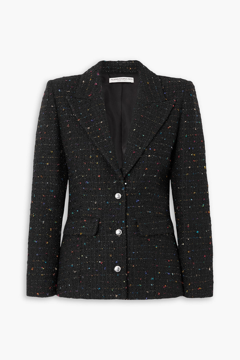 Sequin-embellished metallic tweed blazer