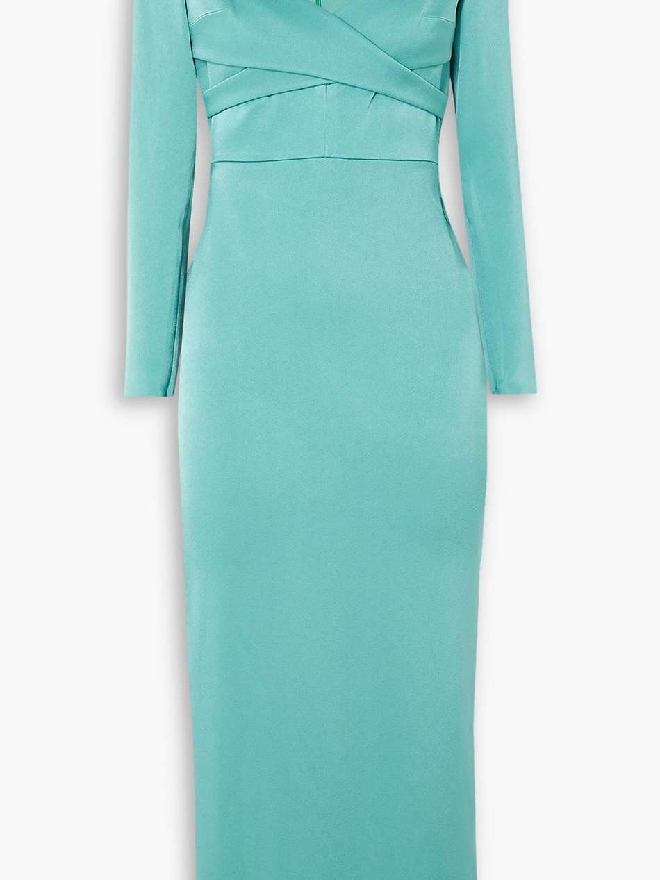 linden wrap-effect satin-crepe midi dress
