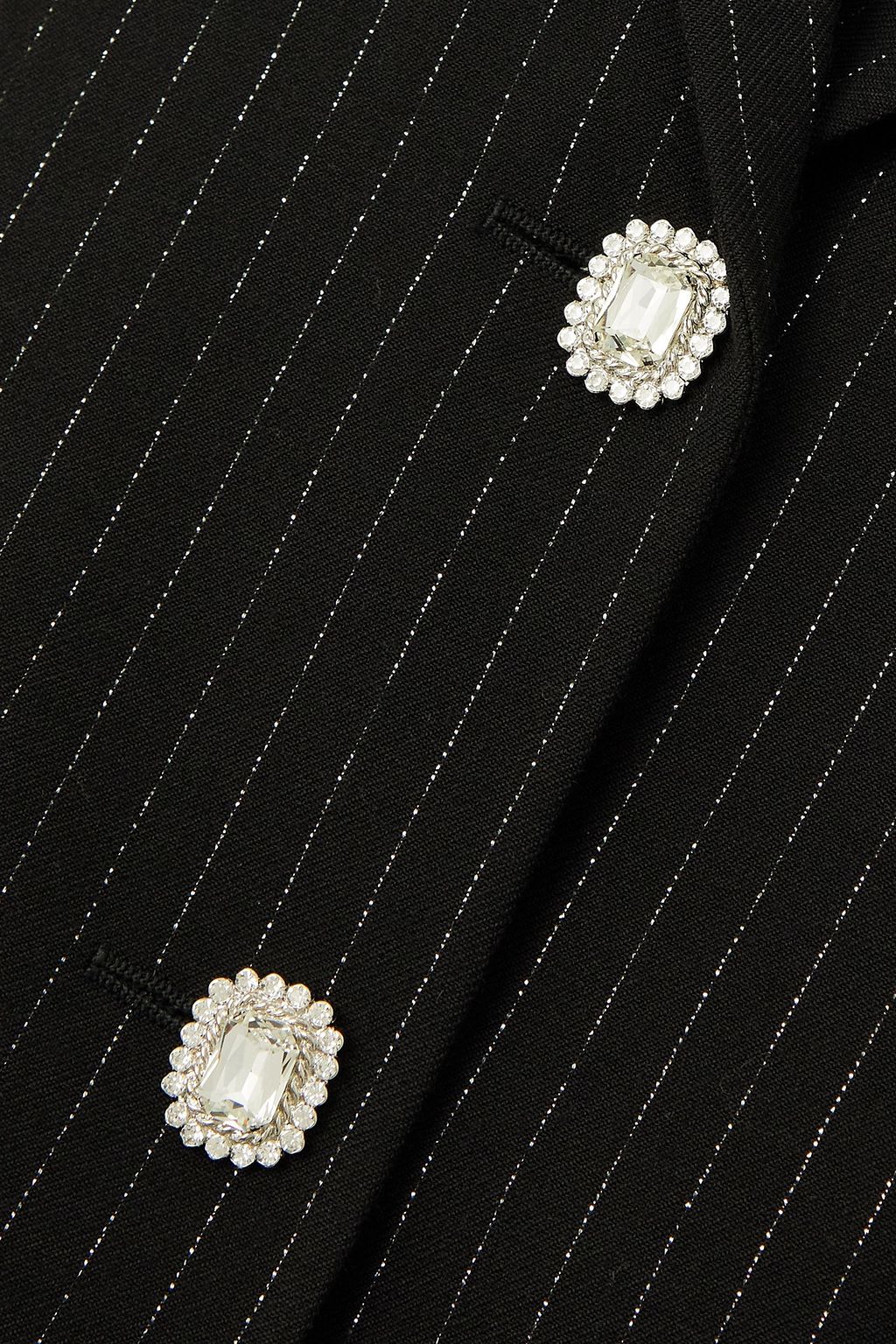 ALESSANDRA RICH Blazer aus Twill aus einer Wollmischung mit Nadelstreifen und Verzierungen in Metallic-Optik