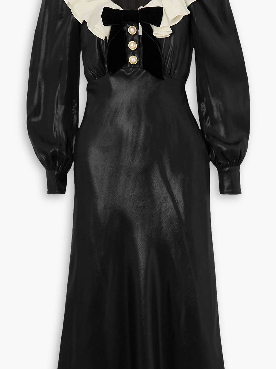 embellished satin midi dress