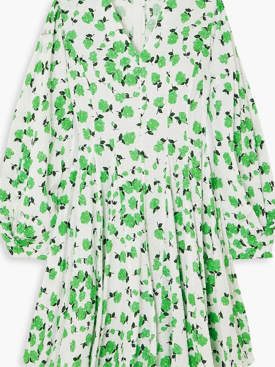 alexa floral-print textured swiss-dot cotton-blend mini dress